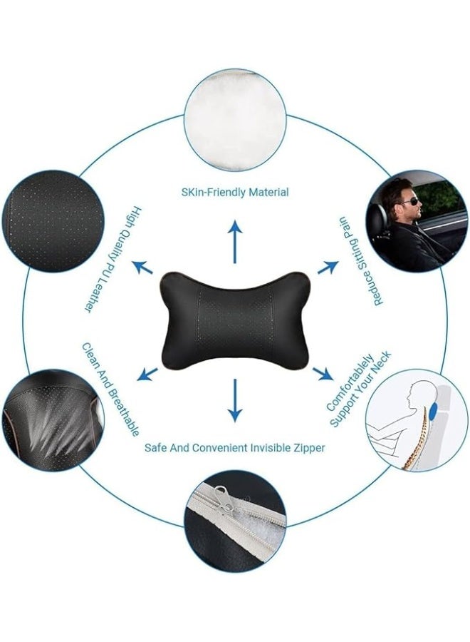 Car Neck Pillow Set (2 Pieces) - Comfortable & Breathable Polyester Headrest - Universal Fit Design for Travel and Home Support - Image 3